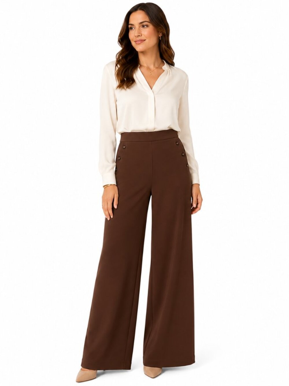 Cato Classic Brown Wide Leg High Rise Pull On Pants XL Office Career Fall